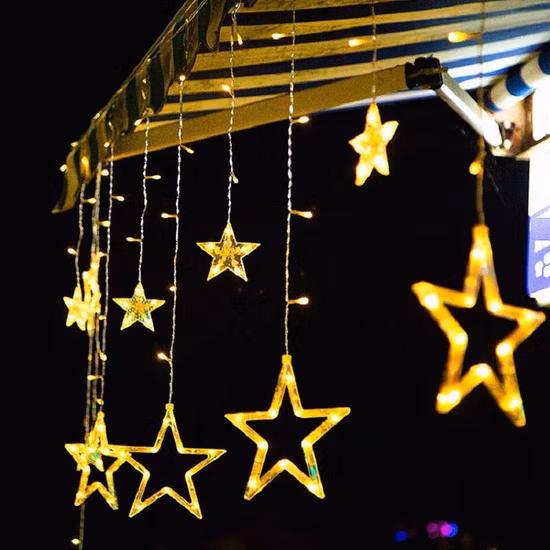 LED スターカーテンライト窓ストリングフェアリーライトクリスマス結婚式の装飾ライト家庭用